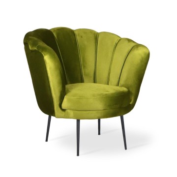 Poltrona a conchiglia Orel in velluto colore verde acido