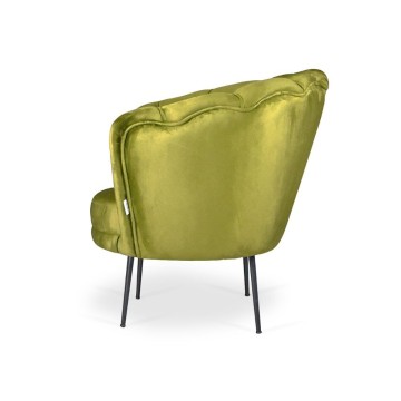 Poltrona a conchiglia Orel in velluto colore verde acido