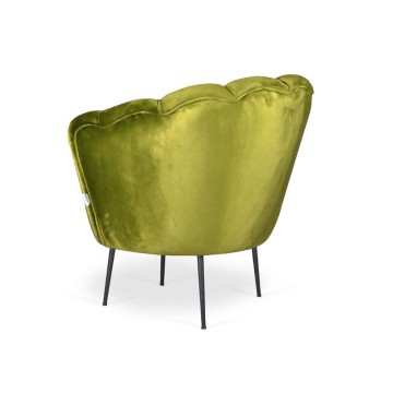 Poltrona a conchiglia Orel in velluto colore verde acido