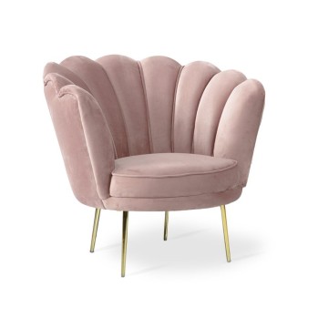 Poltrona a conchiglia Orel in tessuto colore rosa