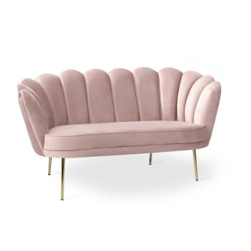 Divano a conchiglia due posti Orel tessuto rosa 135x76.5x75h