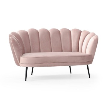 Divano a conchiglia due posti Orel tessuto rosa 135x76.5x75h