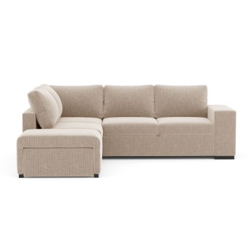 Divano Letto Angolare reversibile Jozzis sabbia con funzione letto e bracciolo contenitore 257x188x94H