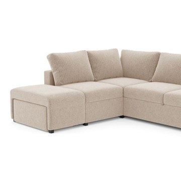 Divano Letto Angolare reversibile Jozzis sabbia con funzione letto e bracciolo contenitore 257x188x94H