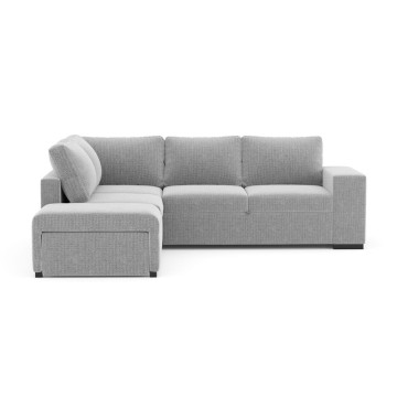 Divano Letto Angolare reversibile Jozzis grigio con funzione letto e bracciolo contenitore 257x188x94H