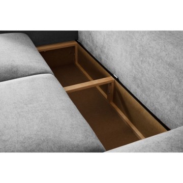 Divano penisola reversibile con funzione letto e pouf colore grigio chiaro Lilo 266x153x98H