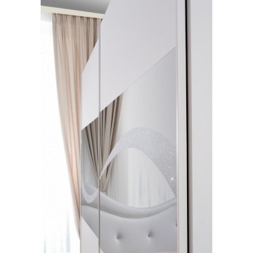 Camera da letto Galatea colore bianco con serigrafia glitter e armadio 2 ante scorrevoli