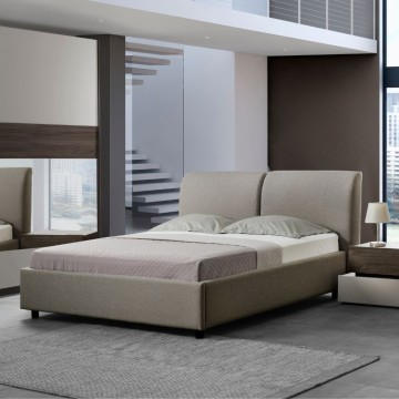 Camera da letto tortora e noce armadio 2 ante scorrevoli con specchi e letto contenitore Kendra
