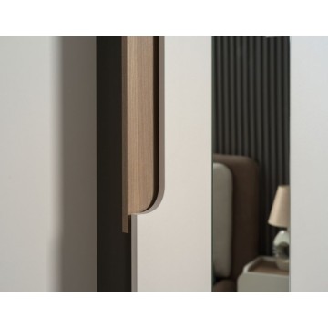 Camera da letto cashmere olmo biscotto armadio 6 ante con specchi e letto contenitore Loana