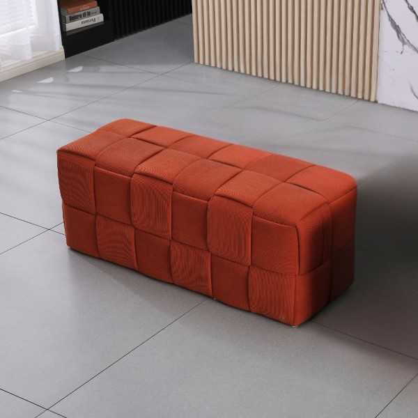 Pouf rettangolare colore ruggine effetto intrecciato Den 104x39x39H Pouf rettangolare colore ruggine effetto intrecciato Den 104x39x39H