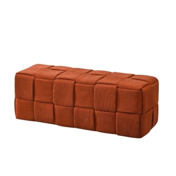 Pouf rettangolare colore ruggine effetto intrecciato Den 104x39x39H