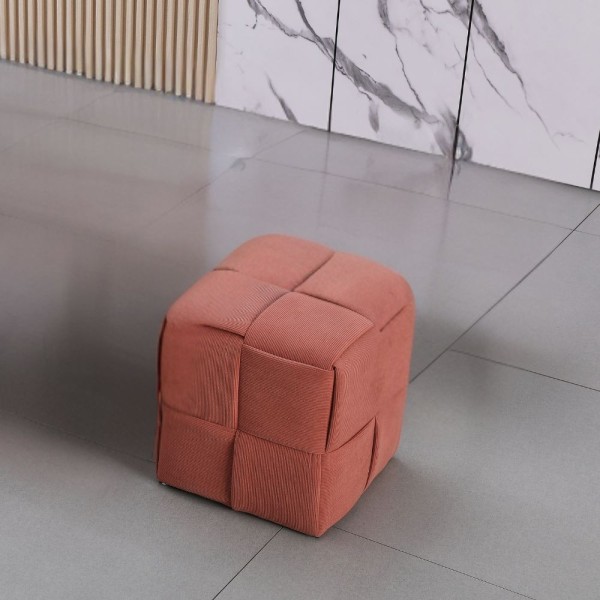 Pouf quadrato colore mattone tessuto effetto intrecciato Den 39x39x39H Pouf quadrato colore mattone tessuto effetto intrecciato Den 39x39x39H