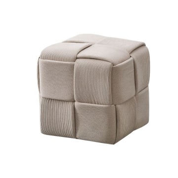 Pouf quadrato colore tortora effetto intrecciato Den 39x39x39H