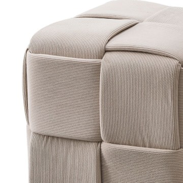 Pouf quadrato colore tortora effetto intrecciato Den 39x39x39H