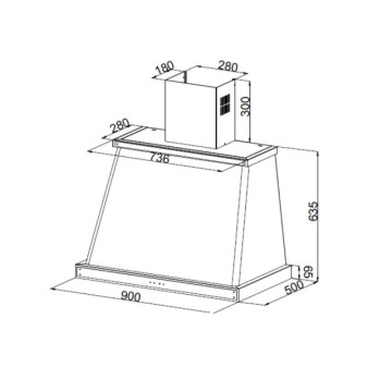 Cappa aspirante colore nero opaco con cornice inox Era90 Samet