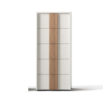 Settimino 5 cassetti bianco nuvola e maniglione noce america Kross 51x42x104H
