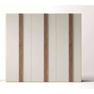 Armadio 6 ante battenti bianco nuvola e maniglie noce america Kross 276x60.3x252H