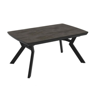 Tavolo rettangolare piano effetto marmo ardesia opaco e gambe in metallo 160x100x76H allungabile a 360 Robat