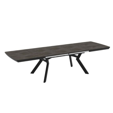 Tavolo rettangolare piano effetto marmo ardesia opaco e gambe in metallo 160x100x76H allungabile a 360 Robat
