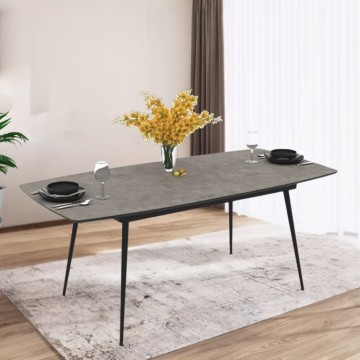 Tavolo allungabile colore cemento con gambe nere 145x80x75H allungabile a 185 Yense
