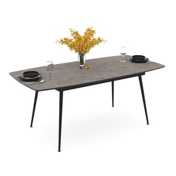 Tavolo allungabile colore cemento con gambe nere 145x80x75H allungabile a 185 Yense