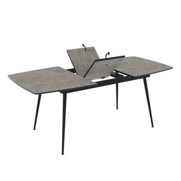 Tavolo allungabile colore cemento con gambe nere 145x80x75H allungabile a 185 Yense