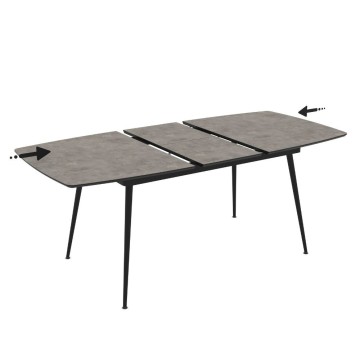 Tavolo allungabile colore cemento con gambe nere 145x80x75H allungabile a 185 Yense
