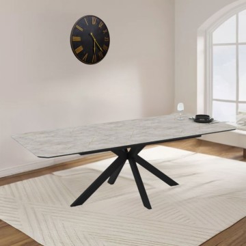 Tavolo Allungabile elegante effetto marmo lagina bianco opaco Opera 180x100x76H Opera