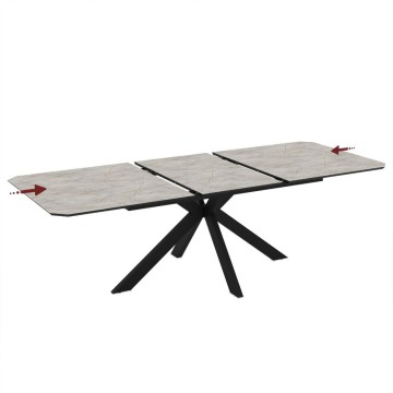 Tavolo Allungabile elegante effetto marmo lagina bianco opaco Opera 180x100x76H Opera