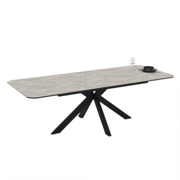 Tavolo Allungabile elegante effetto marmo lagina bianco opaco Opera 180x100x76H Opera
