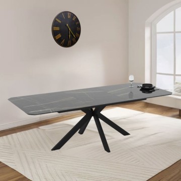Tavolo Allungabile elegante effetto marmo nero gold lucido Opera 180x100x76H Opera