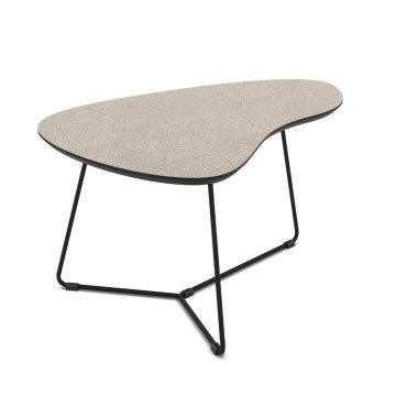 Coppia tavolini da salotto con piano colore cashmere e base metallo nera Tussey
