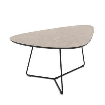 Coppia tavolini da salotto con piano colore cashmere e base metallo nera Tussey