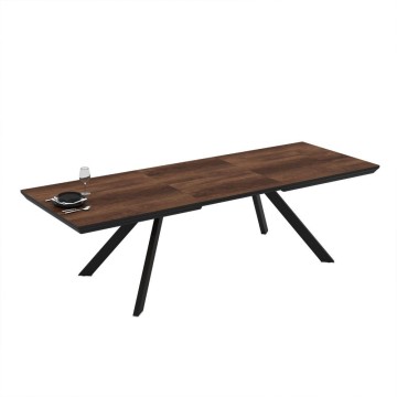 Tavolo allungabile piano colore noce e gambe in metallo Corin 200x100x77H