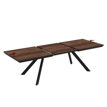Tavolo allungabile piano colore noce e gambe in metallo Corin 200x100x77H