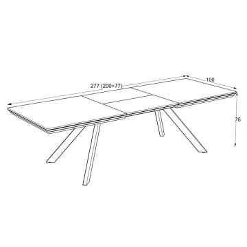 Tavolo allungabile piano colore noce e gambe in metallo Corin 200x100x77H