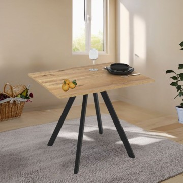 Tavolo rettangolare fisso con piano colore rovere e gambe nere 90x70 cm Lucas