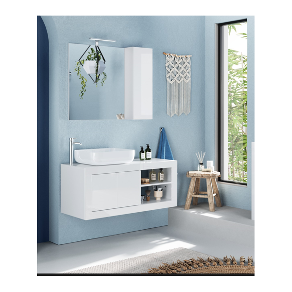 MOBILE BAGNO BASIC SOSPESO 2 ANTE L.92 CM COLORE BIANCO LUCIDO MOBILE BAGNO BASIC SOSPESO 2 ANTE L.92 CM COLORE BIANCO LUCIDO