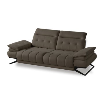 Divano 3 posti schienali basculanti e poggiatesta reclinabili colore marrone Marzia 248x103x95H