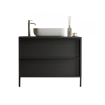 Mobile bagno 2 cassetti Adam79 colore nero frassinato 79x43x78H