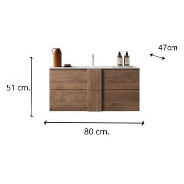 Mobile bagno sospeso colore rovere mercure Jupiter80 80x47x51H