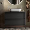Mobile bagno 2 cassetti Adam105 colore nero frassinato 105x43x78H