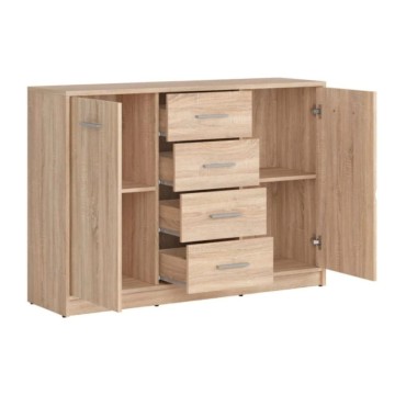 Madia stile scandinavo 2 ante e 4 cassetti colore rovere sonoma Nepo 119x34x84h