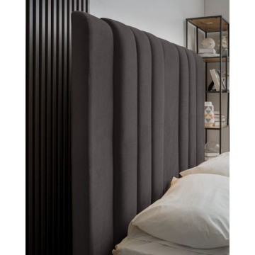 Letto matrimoniale Wilma imbottito con contenitore in tessuto Vogue colore grafite