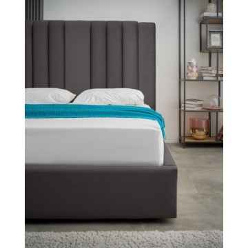 Letto matrimoniale Wilma imbottito con contenitore in tessuto Vogue colore grafite