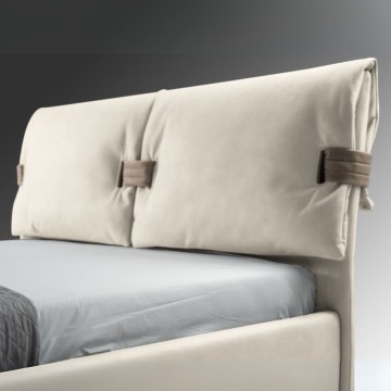 Letto matrimoniale contenitore Grenoble tessuto beige 176x218x118H