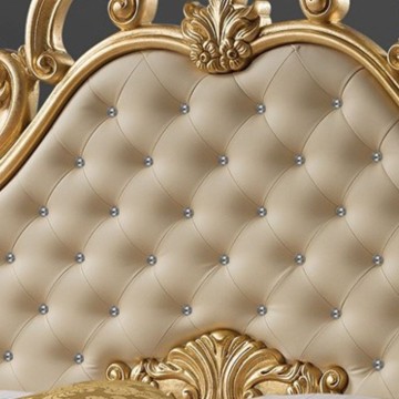 Letto matrimoniale contenitore Aleksandra ecopelle crema testiera trapuntata con pietre cristallo 180x212x154H
