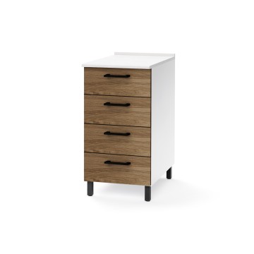 Cassettiera 4 cassetti 40x50x85H colore noce naturale