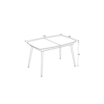 Tavolo allungabile con piano colore cemento e gambe nere 145x80 cm - Yuris