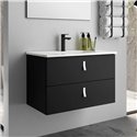 Mobile bagno sospeso colore nero 2 cassetti Invicta 60x45x48H